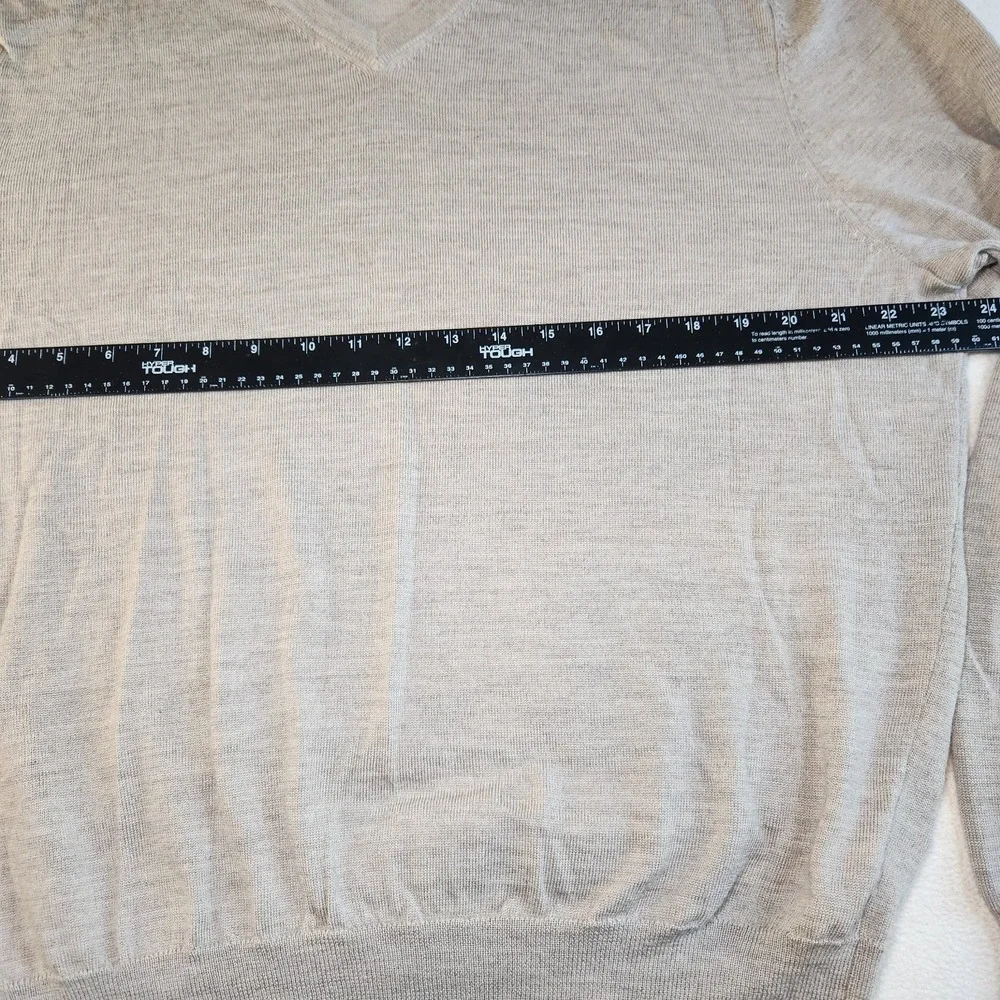 JOS. A. BANK Traveler Pullover Sweater Men XXL Gray Beige Merino Wool V Neck